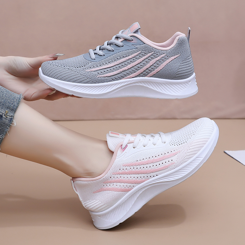Tênis casuais de malha para mu - Knit Fabric Lace Up Sneakers avaliação e preço